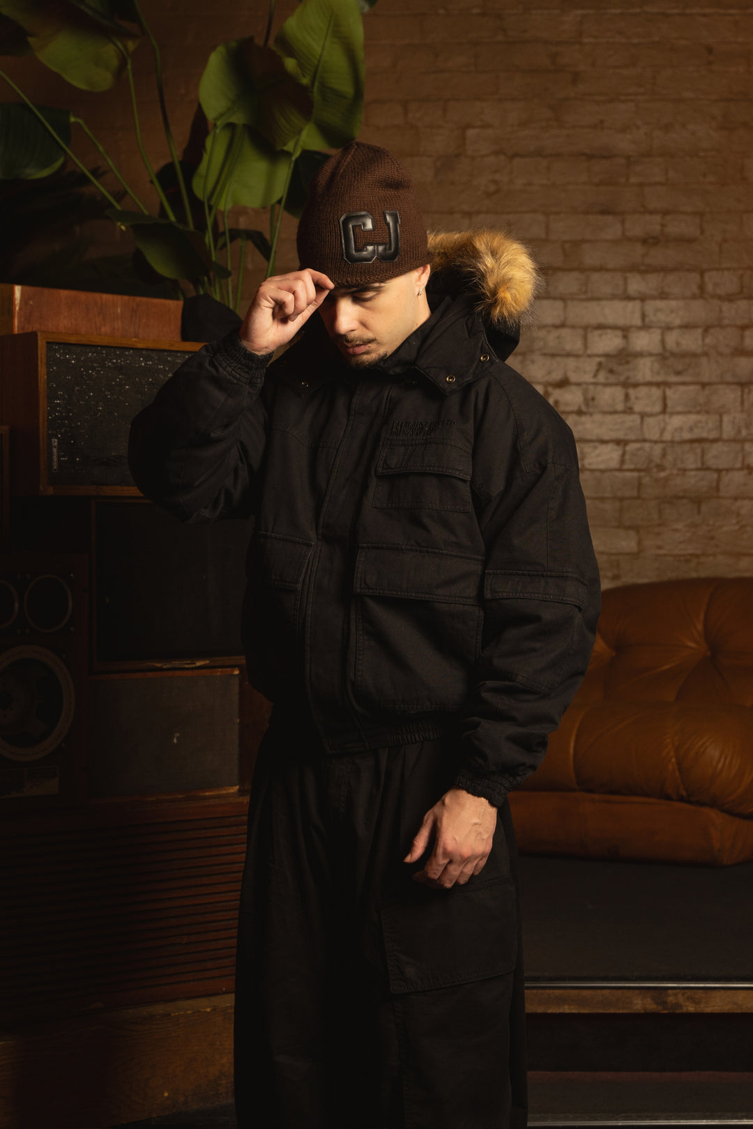 Varsity Merino Beanie - Brown