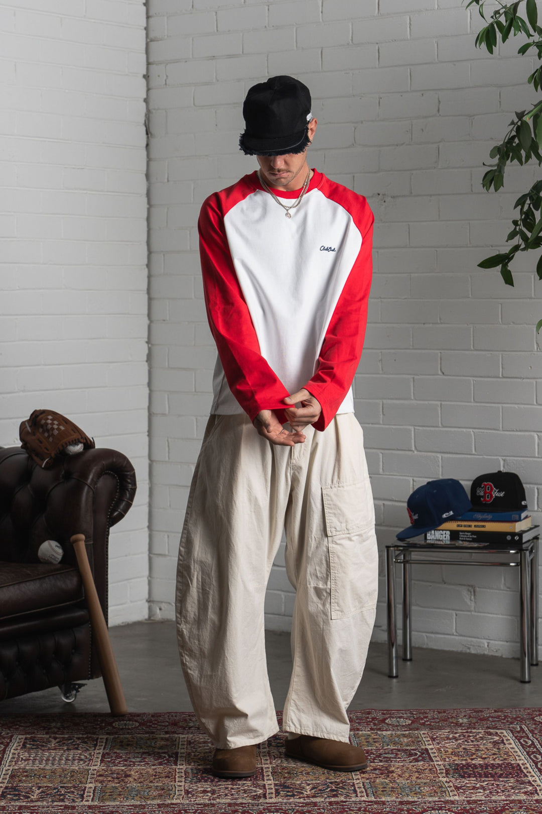 Scribble Long Sleeve T-Shirt - White/Red