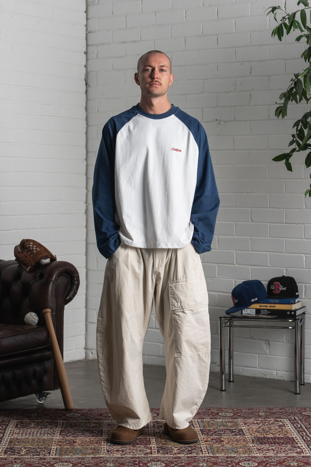 Scribble Long Sleeve T-Shirt - White/Blue