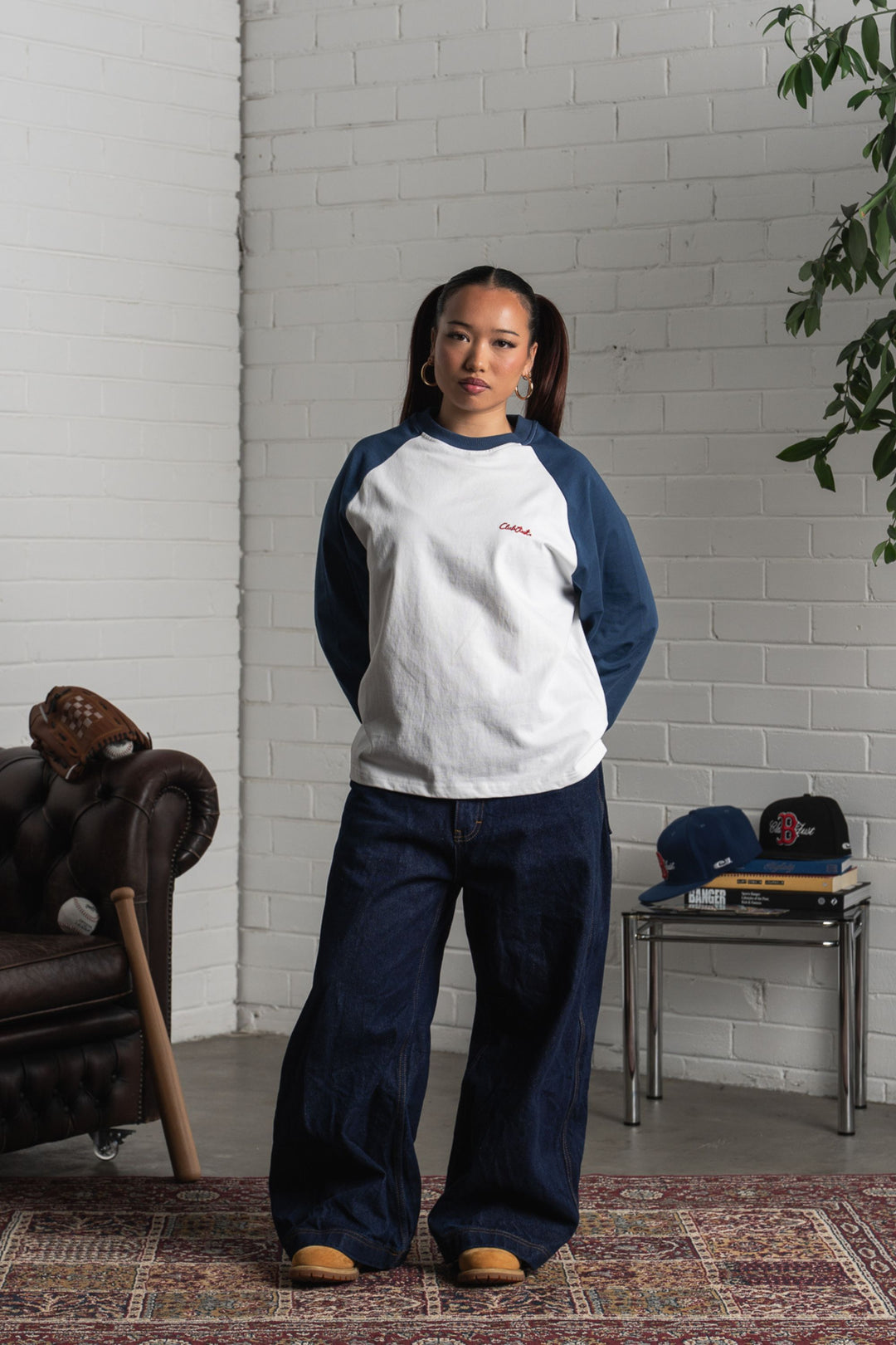 Scribble Long Sleeve T-Shirt - White/Blue