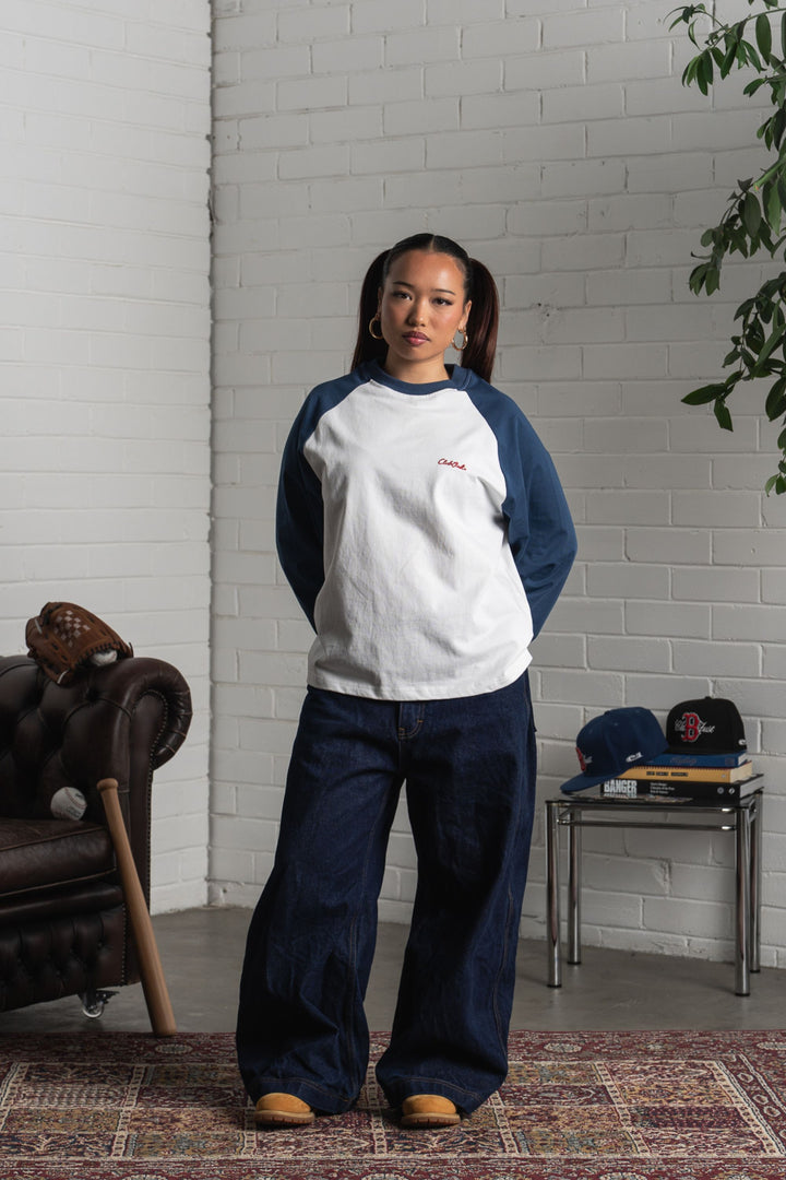 Scribble Long Sleeve T-Shirt - White/Blue